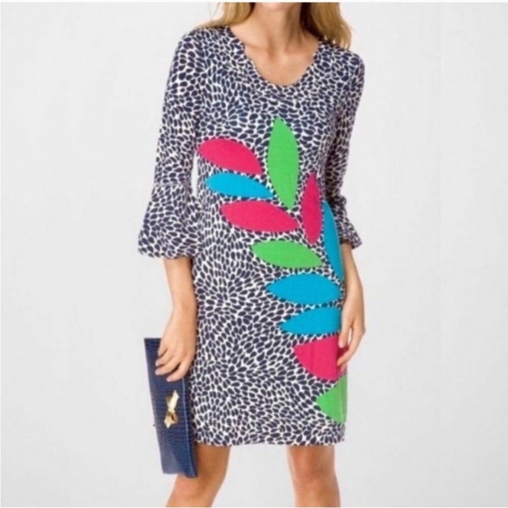Lilly Pulitzer XS Angie Open Call Placed Print Silk Dress